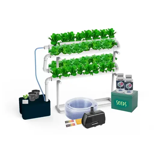 [KITWNUTRN2] Kit hidropônico N2 NFT System para 32 plantas, jardim interno completo com nutrientes, sementes e acessórios
